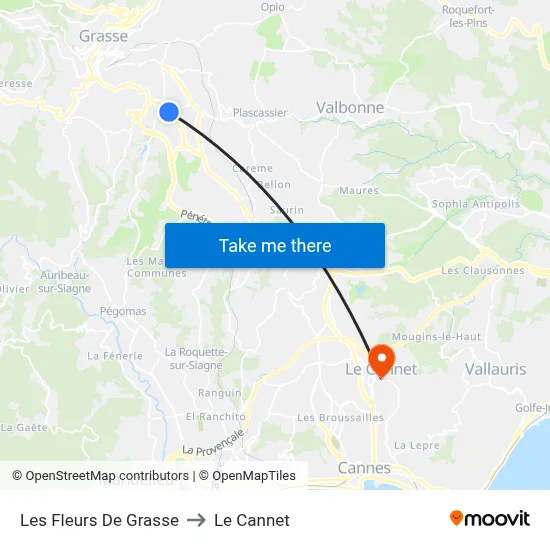 Les Fleurs De Grasse to Le Cannet map