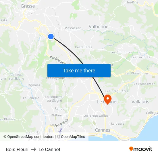 Bois Fleuri to Le Cannet map