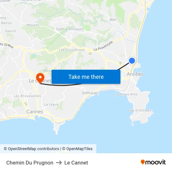 Chemin Du Prugnon to Le Cannet map
