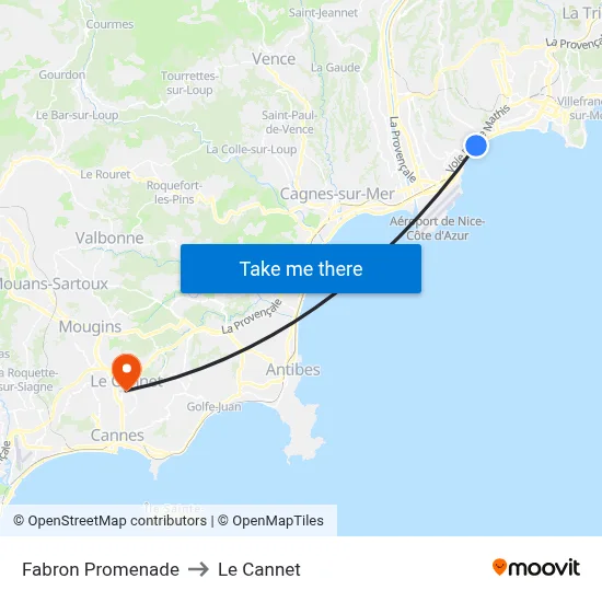 Fabron Promenade to Le Cannet map