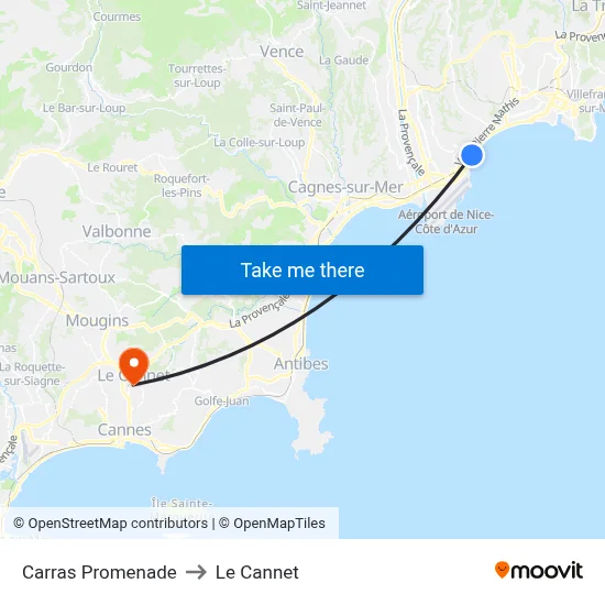Carras Promenade to Le Cannet map