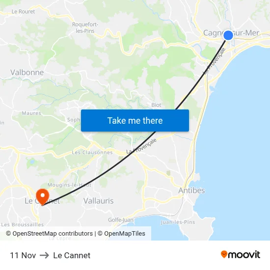 11 Nov to Le Cannet map