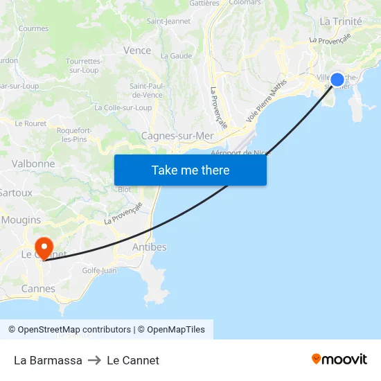 La Barmassa to Le Cannet map