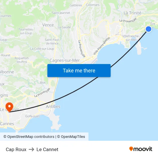Cap Roux to Le Cannet map