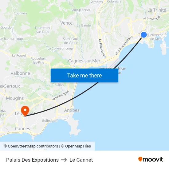 Palais Des Expositions to Le Cannet map