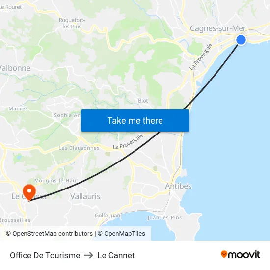 Office De Tourisme to Le Cannet map