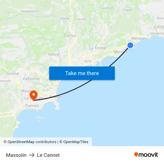 Massolin to Le Cannet map