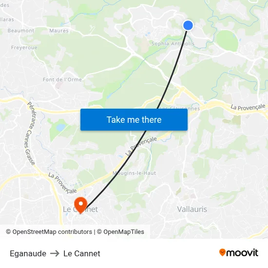 Eganaude to Le Cannet map