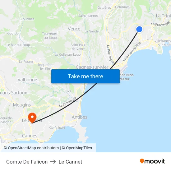 Comte De Falicon to Le Cannet map