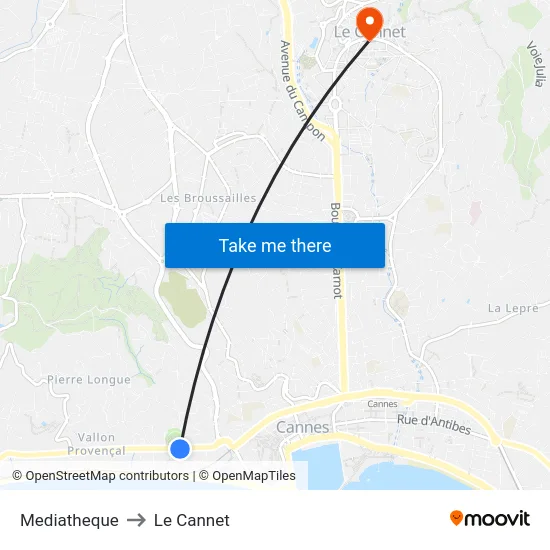 Mediatheque to Le Cannet map