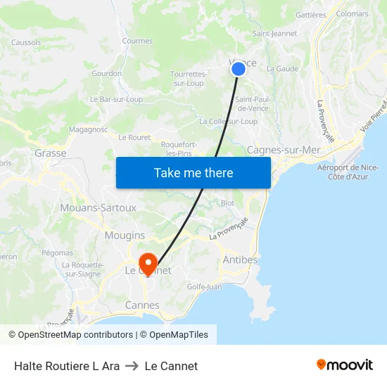 Halte Routiere L Ara to Le Cannet map