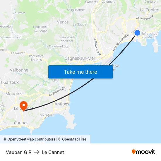 Vauban G R to Le Cannet map