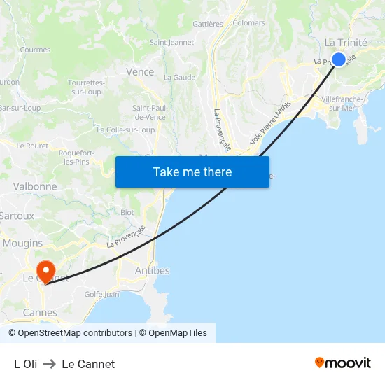 L Oli to Le Cannet map