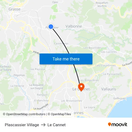 Plascassier Village to Le Cannet map