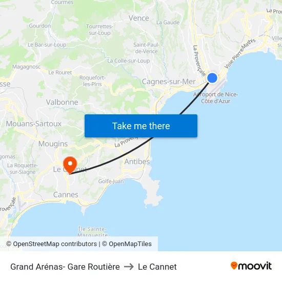 Grand Arénas- Gare Routière to Le Cannet map
