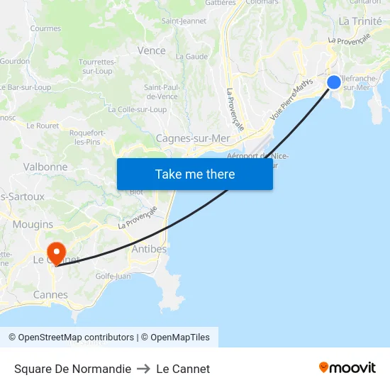 Square De Normandie to Le Cannet map