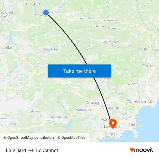Le Villard to Le Cannet map