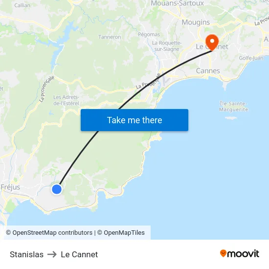 Stanislas to Le Cannet map