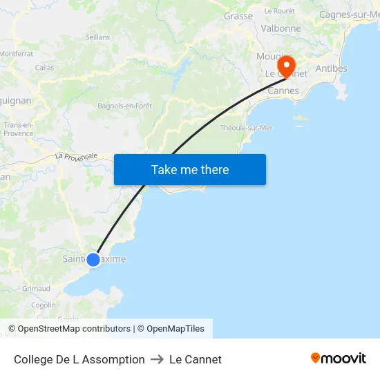 College De L Assomption to Le Cannet map