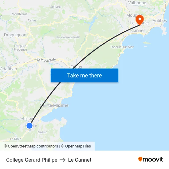 College Gerard Philipe to Le Cannet map