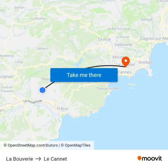 La Bouverie to Le Cannet map