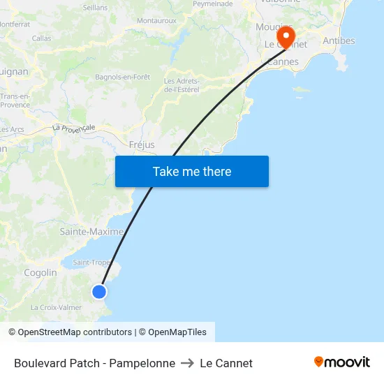 Boulevard Patch - Pampelonne to Le Cannet map
