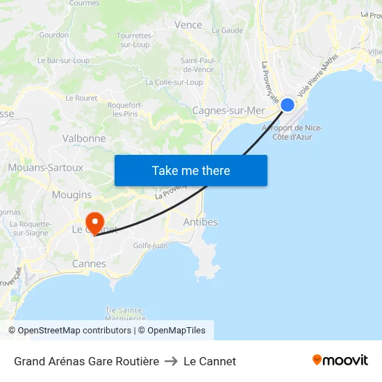 Grand Arénas Gare Routière to Le Cannet map