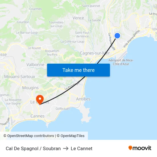 Cal De Spagnol / Soubran to Le Cannet map