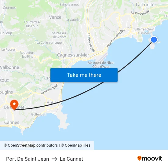 Port De Saint-Jean to Le Cannet map