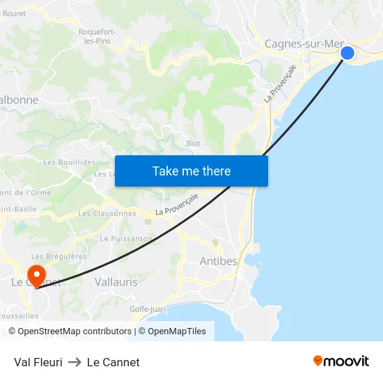 Val Fleuri to Le Cannet map
