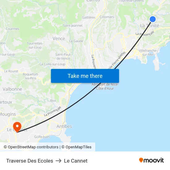 Traverse Des Ecoles to Le Cannet map