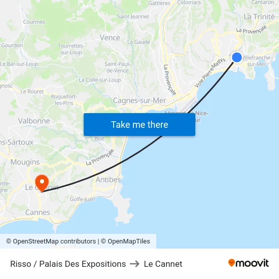 Risso / Palais Des Expositions to Le Cannet map