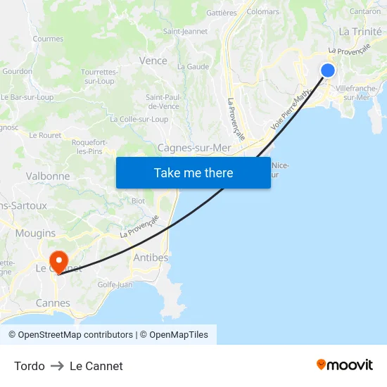 Tordo to Le Cannet map