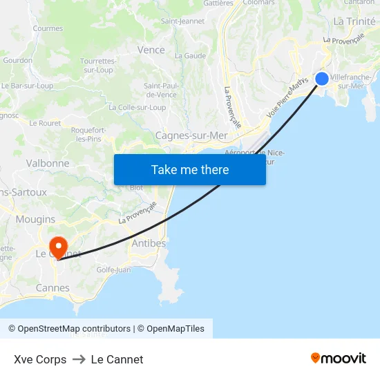 Xve Corps to Le Cannet map