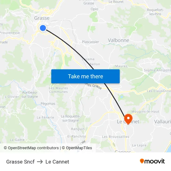 Grasse Sncf to Le Cannet map