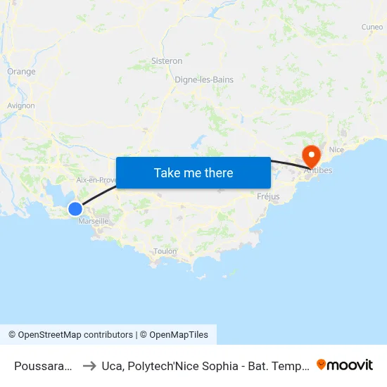 Poussaraque to Uca, Polytech'Nice Sophia - Bat. Templiers 1 map