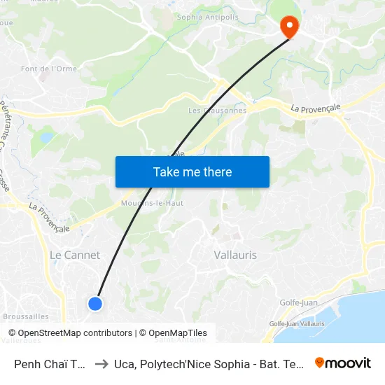 Penh Chaï - Thiers to Uca, Polytech'Nice Sophia - Bat. Templiers 1 map