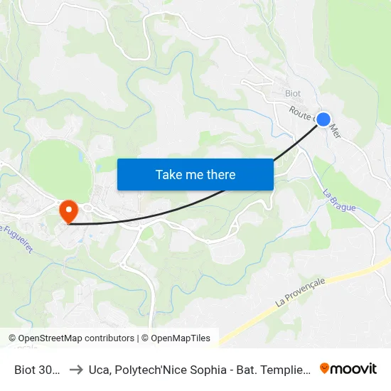 Biot 3000 to Uca, Polytech'Nice Sophia - Bat. Templiers 1 map