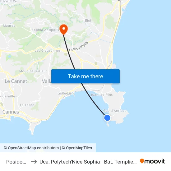 Posidonia to Uca, Polytech'Nice Sophia - Bat. Templiers 1 map
