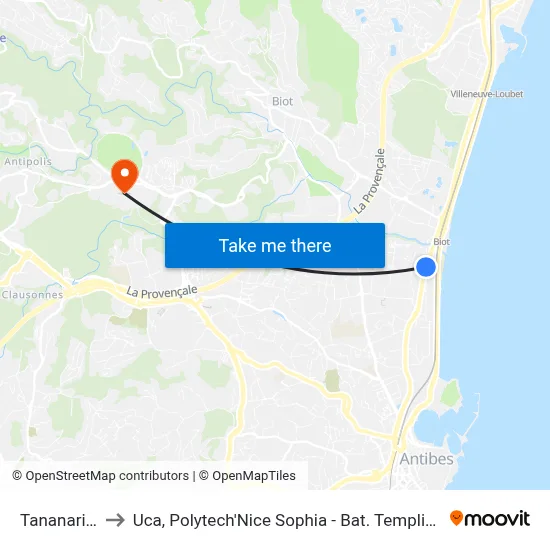 Tananarive to Uca, Polytech'Nice Sophia - Bat. Templiers 1 map