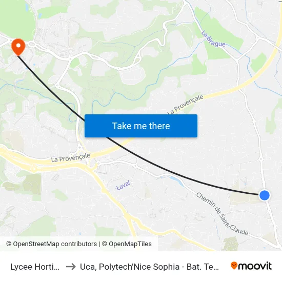 Lycee Horticole to Uca, Polytech'Nice Sophia - Bat. Templiers 1 map
