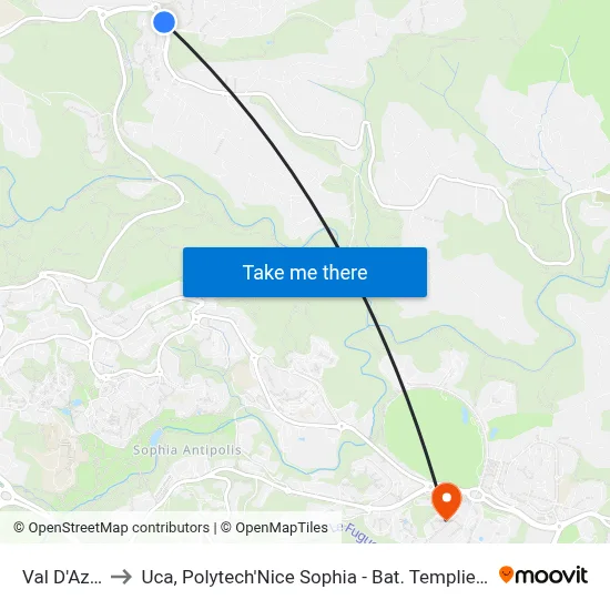 Val D'Azur to Uca, Polytech'Nice Sophia - Bat. Templiers 1 map