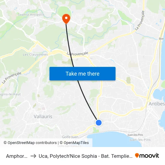 Amphores to Uca, Polytech'Nice Sophia - Bat. Templiers 1 map