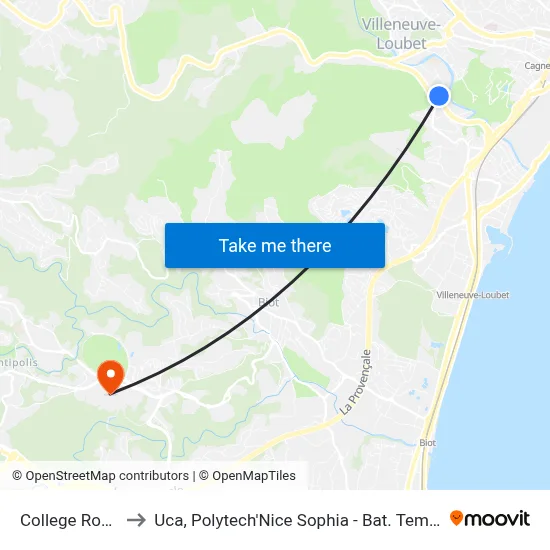 College Romee to Uca, Polytech'Nice Sophia - Bat. Templiers 1 map