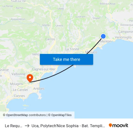 Le Requier to Uca, Polytech'Nice Sophia - Bat. Templiers 1 map