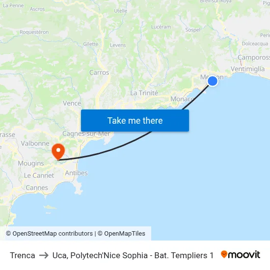 Trenca to Uca, Polytech'Nice Sophia - Bat. Templiers 1 map