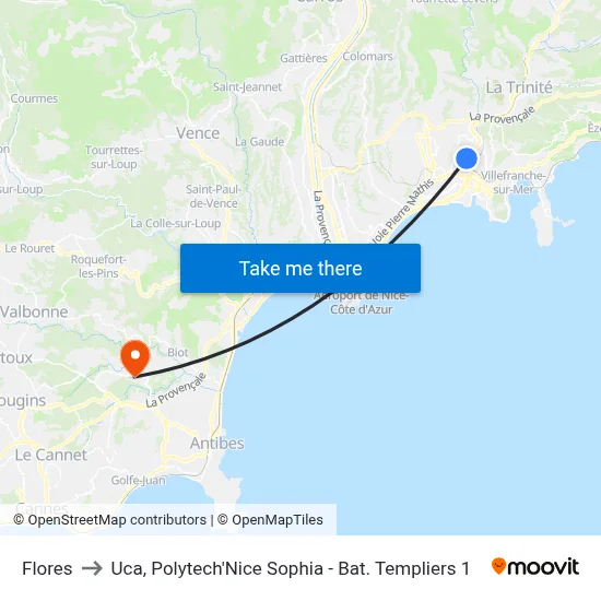 Flores to Uca, Polytech'Nice Sophia - Bat. Templiers 1 map