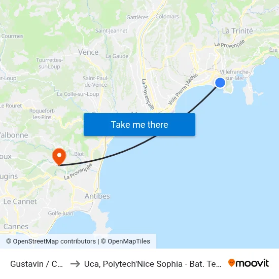 Gustavin / Carnot to Uca, Polytech'Nice Sophia - Bat. Templiers 1 map