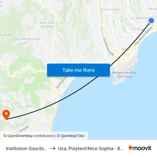 Institution Sourds Et Muets to Uca, Polytech'Nice Sophia - Bat. Templiers 1 map