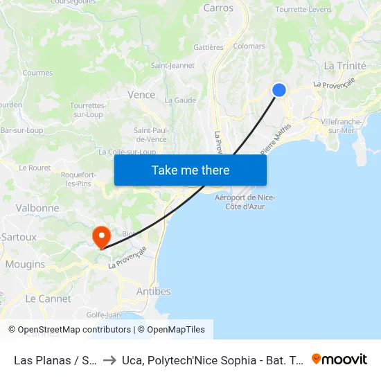 Las Planas / Sappia to Uca, Polytech'Nice Sophia - Bat. Templiers 1 map